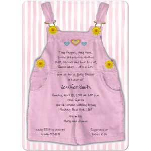  Pink Overalls Magnet Small Baby Shower Invitations 