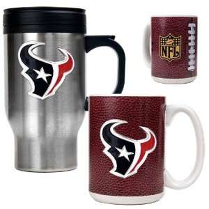  Houston Texans NFL Travel Mug & Gameball Ceramic Mug Set 