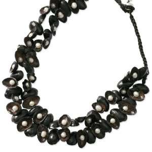  Black Pistachio Shell & Cultured Freshwater Pearl Necklace 