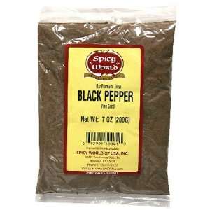 Spicy World Black Pepper Fine Grind, 7 Ounce Bags (Pack of 6)
