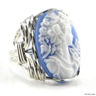 Grecian Goddess Butterfly Cameo Ring Sterling Silver  