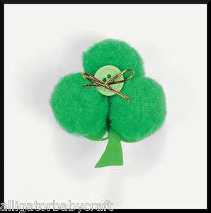 St. Patricks Day Craft Kit for Kids Pin Shamrock 3 Leaf Clover No Glue 