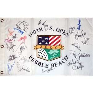  2000 US Open (Pebble Beach) Golf Pin Flag Autographed by 
