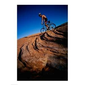  Low angle view of a man mountain biking, Utah, USA Poster 