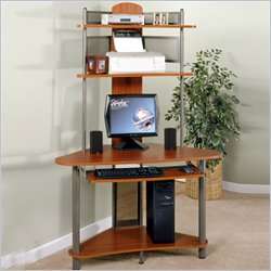Studio RTA A Tower Corner Wood Computer Desk with Hutch in Pewter and 