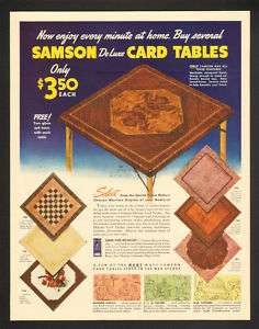 1942 Samson DeLuxe Card Tables Vtg. Furniture Print Ad  