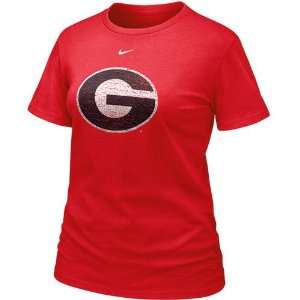   Georgia Bulldogs Ladies Red Frackle Blended T shirt