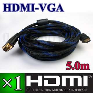 5m Male HDMI to VGA 15 Pin Cable For LCD TV HD new 16ft  