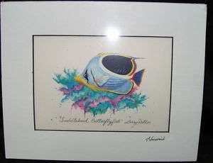 LARRY DOTSON Hand Signed Print HAWAII Tropical FISH  