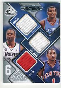2009 10 SP GAME USED 6 JERSEY WITH KEVIN DURANT 30/99  