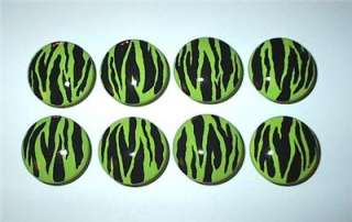 Set of 8 Bright Green ZEBRA  Dresser Drawer Knobs Pulls  