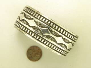 SIGNED NORA BILL STERLING SILVER HEAVY WIDE CUFF NAVAJO NA VINTAGE 