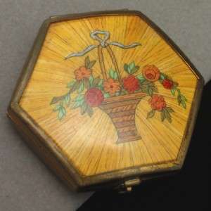 Houbigant Six Sided Compact Rouge Pot Vintage Flower Basket  