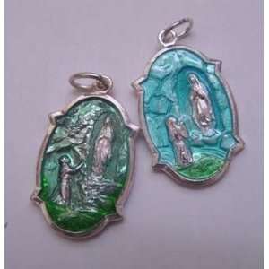  Enamel Toned Lourdes Catholic Medallion Arts, Crafts 