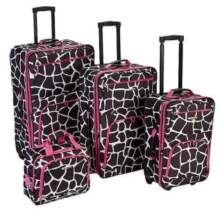 Rockland Deluxe Giraffe/Pink 4 piece Luggage Set  