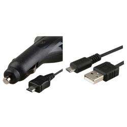 Retractable USB Data Cable w/ Car Charger for LG LN510 Rumor Touch 