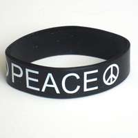 Peace+Peace Sign Silicone Wristband Bracelet Rubber 3/4 inch Fashion 