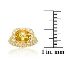 Glitzy Rocks 18k Yellow Gold over Sterling Silver Golden Citrine Ring 