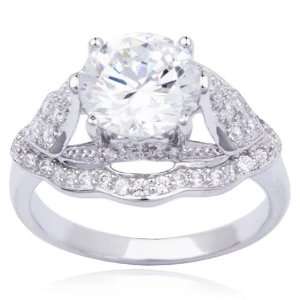   Silver and Round Cut Cubic Zirconia Royal Jewels Ring Jewelry