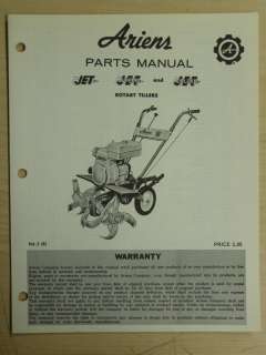ARIENS JET SUPER JET DELUXE JET ROTARY TILLERS PARTS MANUAL PM 3 