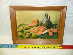   fruit picture metal frame antique Hank Bay signed artwork 3D old