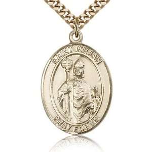  Gold Filled 1in St Kilian Medal & 24in Chain Jewelry