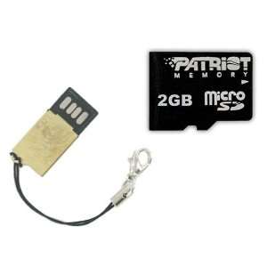  Patriot 2GB microSD Memory Card + USB Reader (Metal Shell 