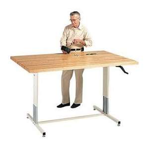  H Base Hydraulic Height Adjustable Work Table   Model 