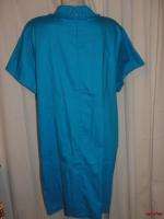   NWT $70 PERCEPTIONS Blue Ruffle Trim Short Sleeve Dress Plus Size 24W