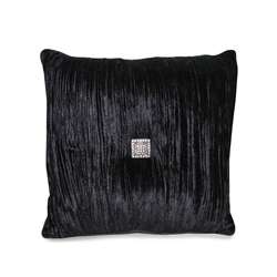 Pleated Brooch Faux Velvet Decorative Pillow  