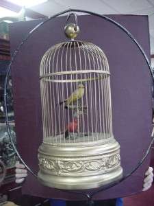Antique Animated 2 Bird Box Cage Automata Automaton  