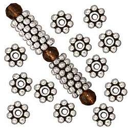 Silver plated Pewter Daisy Spacer Beads (Case of 100)  