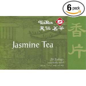 Ten Ren Jasmine Tea, 20 Count (Pack of 6)  Grocery 
