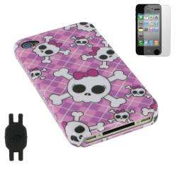 in 1 Pink Skull Bow iPhone 4 Case Bundle  