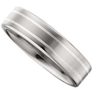  6.3mm Dura Tungsten Flat Band With Sterling Silver Inlay 