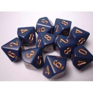   Dusty Blue with Copper Opaque d10 Dice Set (10) Toys & Games