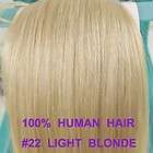 20INCH 50CM CLIP IN HUMAN HAIR EXTENSIONS light blonde #22