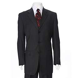 Ferrecci Mens Elegant Black Pinstripe Suit  