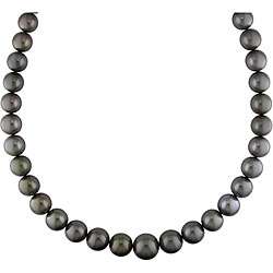 14k Gold Black Tahitian Pearl/ Diamond Necklace (11 15 mm)   