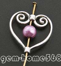 50 tibet silver love heart scroll beads frame b287 5 99