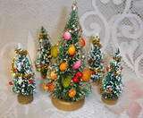Vintage Bottle Brush Christmas Tree Mica Glitter Starburst Mini 