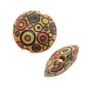   Ceramic Lentil Bead Orange Bubbles 23mm (2) Arts, Crafts & Sewing