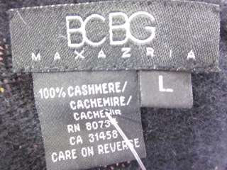 BCBG MAX AZRIA Black Short Sleeve Cashmere Cardigan L  