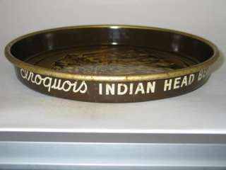 VINTAGE IROQUOIS INDIAN HEAD BEER & ALE ADVERTISING TRAY OLD TIN METAL 