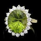 6800 CERTIFIED 14K YELLOW GOLD 6.50CT PERIDOT 1.00CT DIAMOND RING