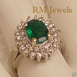 Carat Oval Emerald and Diamond 14Kt White Gold Ring  