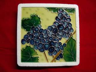 Ceramic Glazed Decorative 6 x 6 Tile 423  Grapes  