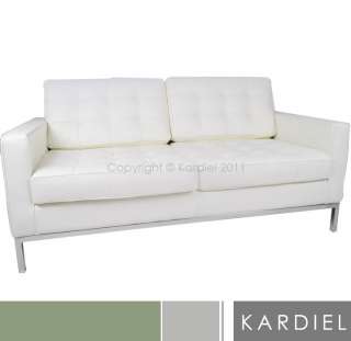 FLORENCE KNOLL LOVESEAT CHAIR modern white leather sofa contemporary 2 