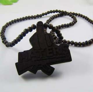   NYC jewelry good wood style chain necklace haters gun pendant  