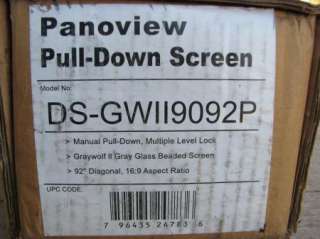 92 Panoview Graywolf II Home Theater Projector Screen  